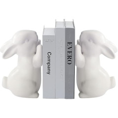 WBTY Rabbit Bookends, keramikos zuikis Dekoratyviniai Bookends knygų laikiklis Stopper lentynos biuro namų Velykų dovanos vaikams berniukų mergaičių (#1)