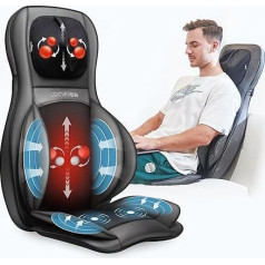 COMFIER 3D Shiatsu masāžas sēdekļa spilvens ar mīcīšanas, velmēšanas, vibrācijas un gaisa kompresijas masāžu, masāžas spilventiņš ar siltuma funkciju