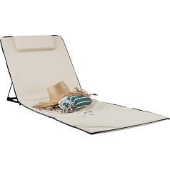 Relaxdays, bēšs Strandmatte XXL, B x T: 60 x 195 cm, gepolsterte Sonnenliege mit Kopfkissen, verstellbar, Tragetasche, Kunststoff,Metall, 2XL (1er Pack)