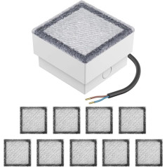 Parlat, āra LED bruģakmens, 10x10cm, silti balts, 230V, 1W, A+, IP67 (10 gab.)