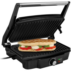 Tristar contact grill with 180° opening and a frying surface of 28 x 17 cm/can also be used as a table grill, 1500 watt, GR-2852, stainless steel, black