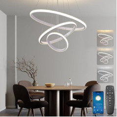 BRIMETI Piekaramā gaisma Ēdamgalds Ēdamgalds Galda lampa 50 cm Regulējams augstums Ēdamistabas lampas 45 W 3 spuldzes Piekaramā gaisma Dimmable ar tālvadības pulti LED Piekaramā lampa Dzīvojamā istaba Ēdamistaba Virtuve