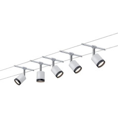 Paulmann 3981 Seilsystem TubeLED komplekts 5x4W Weiß/Chrom matt 230/12V Seilleuchte Seillampe Deckenleuchte Deckenbeleuchtung LED