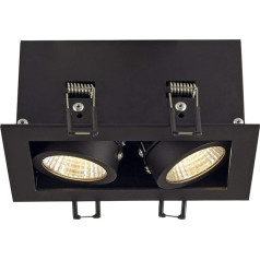 SLV Griestu iebūvējamais prožektors Kadux Double, 2 x W, Cob Led, 3000 K, 15 grādi, draiveris, Clip Feathers Black 115710