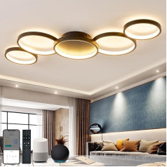 BAYHT Smart LED griestu gaisma, kas saderīga ar Alexa lietotni Google Home 50 W 9500 LM apaļa melna griestu LED gaisma ar tālvadības pulti 3000 K - 6500 K Alexa griestu gaisma guļamistabai dzīvojamā istaba