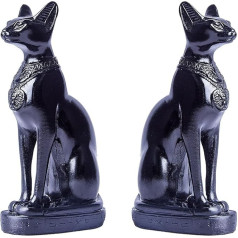 EASCHEER Ēģiptes kaķu dieviete Bastet Statue 2 gabali kolekcionējamas dzīvnieku statujas Ēģiptes dekorācijas (4,2 collu, melna)