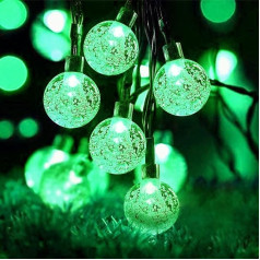 Lezonic Saules dārza apgaismojums, ūdensizturīgs, 50 LED saules gaismas, 7 m / 24 pēdas String Lights ar 8 režīmiem, āra/ iekštelpu saules gaismas mājai, dārzam, kāzām, kāzām, svinībām, svētku rotājumiem (zaļš)