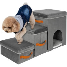 IBVIVIC Pet Stairs Складная лестница для собак 3 ступеньки для маленьких собак с местом для хранения, многофункциональный полезный пандус для соба