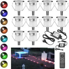 Iebūvējamās grīdas lampas, darbojas ar Alexa, RGB LED iebūvējamais prožektors, DC12V, Ø 30 mm, 0,6 W LED, viedtālrunis, 6, pilns komplekts