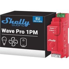 Shelly Qubino Wave Pro 1PM | Profesionāls 1 kanāla DIN sliedes Z-Wave 800 sērijas viedslēdzis ar jaudas mērīšanu | Mājas automatizācija | Repeater Extended Mains