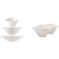 Villeroy and Boch Vapiano trio trauku komplekts, 6 bļodas, ideāli piemērotas vakariņām diviem, no augstas kvalitātes porcelāna, var mazgāt trauku mazgājamā mašīnā un mikroviļņu krāsnī, balts un 10-4257-8477 Zupas bļoda, porcelāna, 2 gab