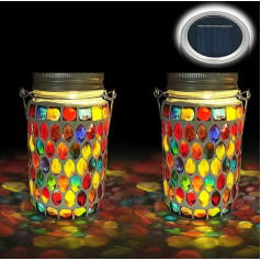 TOTHDATE Mosaic Solar Lights āra dārza ieslēgšanas/izslēgšanas stikla karājas laternas dārza gaismas saules mozaīkas gaismas IP65 ūdensizturīgs zāliena ceļš pagalms pagalms terase zemes dīķis sarkans