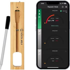 Intelligentes kabelloses Thermometer für Fleisch und Grill mit Bluetooth Reichweite 100m, verbessertes Design, präzise Temperaturregelung für Smoker, Ofen und BBQ