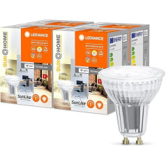 LEDVANCE SUN@HOME LED lampa GU10 ar 4,9 W, aizvieto 40 W, 268 Lm, saules gaisma līdz kamīnam (2200-5000 K), CRI95, SUN@HOME viedā WiFi gaisma, kontrolējama ar Alexa, Google un lietotnes palīdzību, 4 gab. komplektā