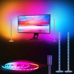 SIBI LED spēļu apgaismojums, RGBIC Ambilight PC fona apgaismojums ar mūzikas sinhronizāciju, programmatūras vadība, 42 cm LED gaismas josla un 2,5 m LED sloksne, saderīga ar maks. 34 collu monitoru