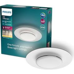 Philips Garnet griestu gaisma, trīs gaismas intensitātes līmeņi ar SceneSwitch tehnoloģiju, 30 W, silti balta, melna