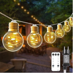 StarryEver 12 m G45 LED pasaku gaismas Power Outdoor 40 LED Warm White LED pasaku gaismas Power Operated Outdoor, 8 režīmi spuldzes Apgaismojums Dimmable ar tālvadības pulti āra dārza balkona pusei Cafe