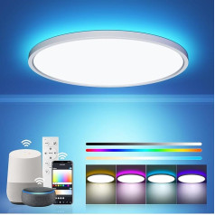 OTREN LED griestu gaisma ar tālvadības pulti, 36 W RGB krāsu maiņas LED griestu gaisma, saderīga ar Alexa Google Assistant, IP44 viedā lampa guļamistabai, ēdamistabai, virtuvei, vannas istabai,