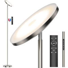 Modlicht 30 W griestu prožektors LED Dimmable Silver, 3330 lm stāvlampa Dimmable ar 6 scēnas režīmiem, 3000 K - 6000 K stāvlampa viesistabai ar tālvadības pulti un skārienvadību, LED stāvlampa