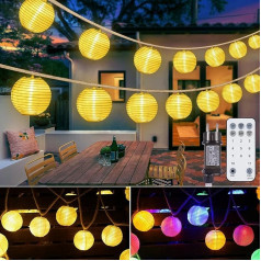 StarryEver 12M 40er LED Lampions Lichterkette Außen Strom mit Fernbedienung Timer, Vintage Hanfseil Outdoor LED Lampion Lichterkette Warmweiß & Mehrfarbig, Retro Gartenbeleuchtung für Balkon Garten