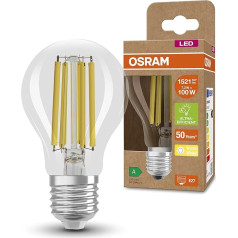 OSRAM LED energotaupības spuldze, kvēlspuldze ar E27 ligzdu, silti balta (3000 K), 7,2 W, aizvieto parastās 100 W spuldzes, īpaši augsta energoefektivitāte un enerģijas taupīšana, 6 gab. iepakojumā