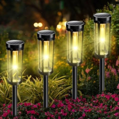 Beinhome Solarlampen für Außen Garten 4 STK, LED Gartenleuchten Modern Gartendeko, IP65 Wassserdicht, Solarleuchten for Garten Terrase Rasen Weg, Warmweißes Licht