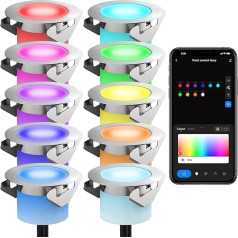 Chesbung LED padziļinājumā grīdas apgaismojums, diametrs 30 mm RGBWW Dreamcolor padziļinājumā iebūvētu starmešu komplekti, inteliģentā WiFi vadība ar Tuya App, ūdensizturīgs IP67 zemsprieguma LED padziļinājumā iebūvēts starmešu apgais