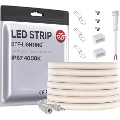 BTF-LIGHTING FCOB FCOB Elastīga augsta blīvuma LED lente 5 m 480 LEDs/M Dabiski balta 4000 K 10 W / M 24 V IP67 ūdensizturīga Dimmable COB LED gaismas lente telpu dekorēšanai (bez kontroliera un barošanas avota)