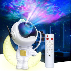 Astronaut LED Sternenhimmel Projektor, Star Galaxy Projector mit Nachtlicht, 8 Nebelmodi, 360° Rotation, Fernbedienung & Timer, Skylight Projector mit Mondlampe, Geschenk für Kinder und Erwachsene