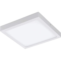 EGLO connect LED Deckenleuchte Fueva-C, Smart Home Deckenlampe, Materiāls: Materiāls: Metallguss, Kunststoff, Farbe: Weiß, L: 30x30 cm, dimmbar, Weißtöne und Farben einstellbar