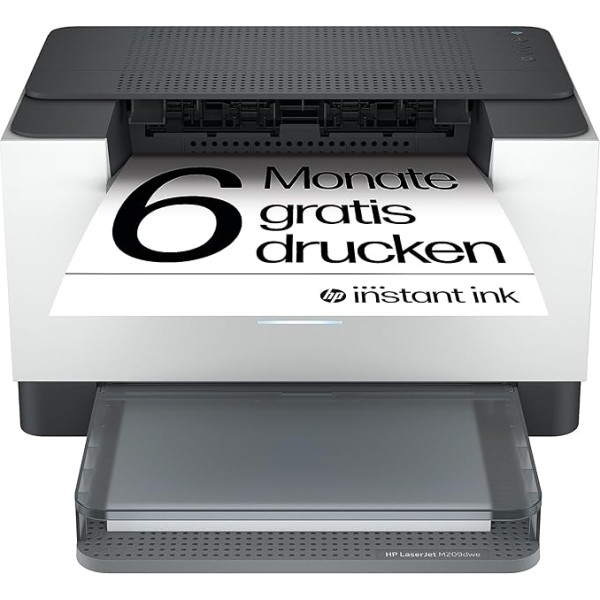 HP LaserJet M209dwe lāzera printeris melnbalts, 6 mēnešu bezmaksas drukāšana ar HP tūlītēju tinti, HP+, WLAN, LAN, USB, Duplex, Airprint, HP Smart App, LED vadības panelis