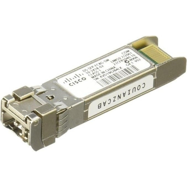 Cisco SFP+ raidītāja modulis 8 GB (SW), stikla šķiedras kabeļa - daudzmodu - līdz 520 m - 850 nm - piemērots MDS 9509 Fibre Channel Director, 9509 Multilayer Director, 9513 Multilayer D