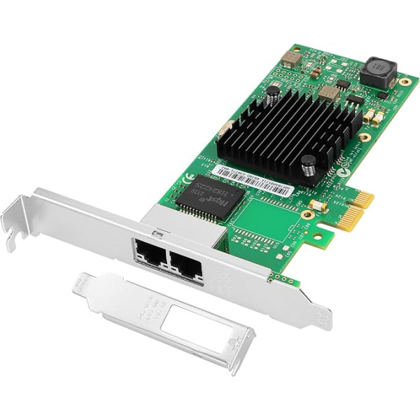 Euqvos 1Gb Ethernet servera adapteris Intel I350-T2V2 saderīgam I350AM2 mikroshēmai, PCIe 2.1 x1, 1 Gbit Dual RJ45 port Ethernet LAN tīkla karte