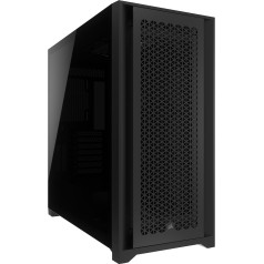 CORSAIR 5000D Core Airflow Mid Tower ATX kompiuterio korpusas - be ventiliatoriaus - grūdinto stiklo šoninis skydelis - didelio oro srauto dizainas - erdvus vidus keliems 360 mm radiatoriams - juodas