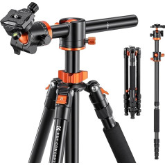 K&F Concept 170cm Camera Tripod, TM2515T1 Tripod with 90 Degree Center Column Monopod, 360° Ball Head and 1/4