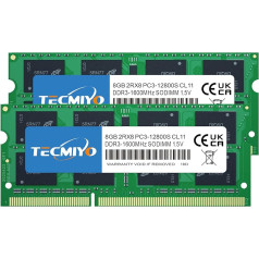 TECMIYO PC3 12800s 16GB DDR3 1600 RAM atmiņas komplekts (2 x 8GB) 1.5V Non-ECC Unbuffered PC3-12800s DDR3 1600MHz SODIMM CL11 Laptop Memory RAM