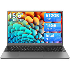 TECLAST Laptop, F16PRO Notebook 15.6 Inch 16GB LPDDR5 512GB SSD, W-11Pro Laptop Computer (up to 3.40GHz), Intel N95 AlderLake with Backlit Keyboard, Dual WiFi, BT5.0, Type C, HDMI