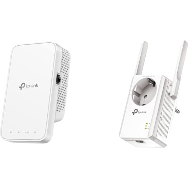 TP-Link RE330 WLAN pastiprinātājs-pastiprinātājs AC1200 (867 MBit/s 5 GHz + 300 MBit/s 2,4 GHz, WLAN pastiprinātājs, lietotņu vadība, signāla stipruma displejs), balts & TL-WA860RE WLAN pastiprinātājs ar ligzdu, balts