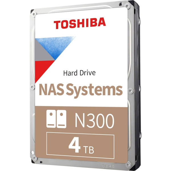 Toshiba 4TB N300 iekšējais cietais disks - NAS 3,5 collu SATA cietais disks, kas atbalsta līdz 8 disku nodalījumiem, paredzēts 24/7 NAS sistēmām, jaunā paaudze (HDWG480UZSVA)