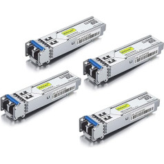 4 1G SFP LX vienmodu Mini Gbic moduļu komplekts, 1000Base-LX LC tranzistors, saderīgs ar Cisco GLC-LH-SMD, Meraki, Ubiquiti UniFi UF-SM-1G, Mikrotik, Netgear, D-Link, TP-Link, Zyxel, Open Switch