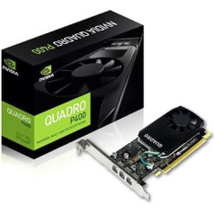 Nvidia Quadro P400 2GB GDDR5 viena slota grafiskā karte - 256 CUDA kodolu, 64 bitu, 32 GB/s, 3 Mini DisplayPort 1.4 porti, 30 W, PCI Express 3.0 x16 ar 3 adapteriem, augsta un zema profila kronšteins (atjaunota)