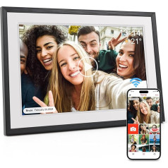 10,1 Zoll WiFi Digitaler Bilderrahmen mit 32GB Speicher, 1280x800 IPS LCD Touchscreen, Automatische Rotation, Wandmontage möglich, Einfaches Teilen von Fotos Videos Musik Kalender über die Frameo App