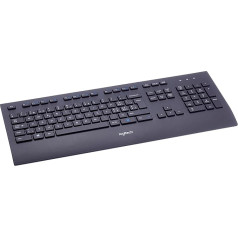 Logitech K280e Pro vadu biznesa tastatūra Windows, Linux un Chrome, USB ports, plaukstas balsts, noturīga pret šļakatām, PC / klēpjdators, Šveices QWERTY izkārtojums - melna