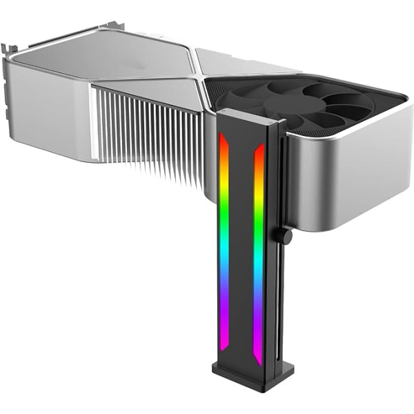 ASHATA Grafiskās kartes GPU turētājs, grafiskās kartes turētājs, ARGB alumīnija magnētiskā pamatne, bīdāms, regulējams GPU turētājs, 5V, 3 kontakti, 7,1 x 1,7 x 1,4 collas (melns)