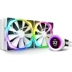 NZXT Kraken Liquid Cooler Z63 RGB 280 mm - RL-KRZ63-RW - AIO RGB CPU dzesētājs - Regulējams LCD displejs - Uzlabots sūknis - RGB savienojums - Aer RGB 2 140 mm, radiatora ventilators (iekļauts 2) - Balts