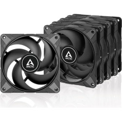 ARCTIC P12 Max (Pack of 5) - PC Fan, High Performance 120 mm Case Fan, PWM-Controlled 200-3300 RPM, Optimised for Static Pressure, 0dB Mode - Black