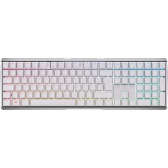 CHERRY MX 3.0S bezvadu mehāniskā spēļu klaviatūra ar RGB apgaismojumu, franču izkārtojums (AZERTY), Bluetooth, bezvadu vai vadu savienojums, MX RED slēdži, balta krāsa