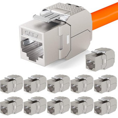 hb-digital 12x Keystone modulis RJ45 CAT 7 Keystone modulis ar izolācijas terminālu (LSA) uz RJ45 ligzdu STP līdz 600MHz 10,000Mbit/s Instalācijas ligzda CAT 5e/6/6/6a/7 Ethernet LAN tīkla kabeļu Patch panelim