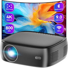 XJ-HOME Beamer [Autofokus/Trapezkorrektur] 25000 Lumen LED Beamer Full HD Android 9.0,4K Heimkino Unterstützt,5G WiFi Bluetooth Video Projektor Kompatibel mit Smartphone/Laptop/TV Stick/HDMI,Schwarz