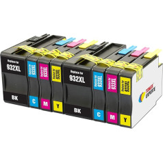 TONER EXPERTE 8 XL printeru kasetnes, kas saderīgas ar 932 XL 933 XL 932XL 933XL Officejet 6600 6700 7110 7610 7610 7612 7620 6100 7510 7600 (2 melnas, 2 zilas, 2 dzeltenas, 2 dzeltenas)